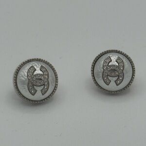 CHANEL White and Silver Earrings